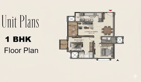 Sattva Vasuvi 1 BHK Floor Plan