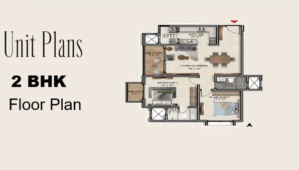 Sattva Vasuvi 2 BHK Floor Plan