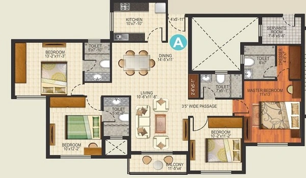 Sattva Vasuvi 4 BHK Floor Plan